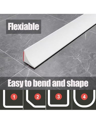 Umbral de Ducha de Silicona WSIWZAI 1 Metro Blanco