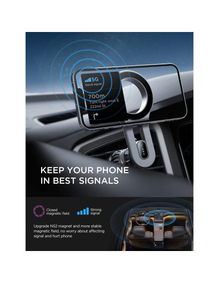 Soporte Magnético para Coche LISEN MagSafe iPhone 16 Negro