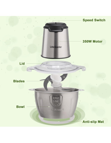 Procesador de Alimentos Liebe&Lecker 8 Tazas 350W 2 Velocidades
