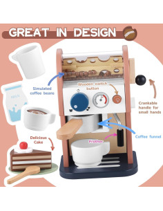 Juguete de Cafetera de Madera GAGAKU 15 Piezas para Niños 2