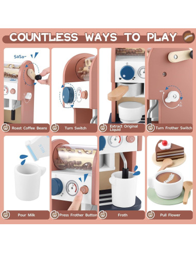 Juguete de Cafetera de Madera GAGAKU 15 Piezas para Niños