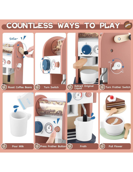 Juguete de Cafetera de Madera GAGAKU 15 Piezas para Niños