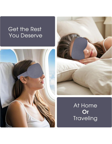Máscara de Sueño 3D Halenmou Gris - Bloqueo Total de Luz