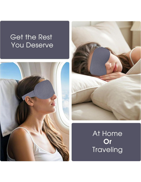 Máscara de Sueño 3D Halenmou Gris - Bloqueo Total de Luz