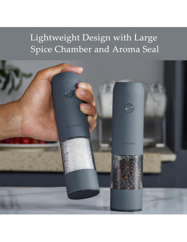 Juego de Molinillos Eléctricos de Sal y Pimienta TLYSXPRO Negro