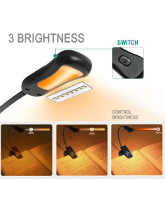 Luz de libro recargable Vekkia Amber 7 - LED 3 niveles 1600K 2