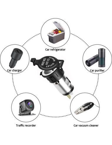 Toma de Encendedor de Cigarrillos IHOTDER 12V con Cubierta Impermeable