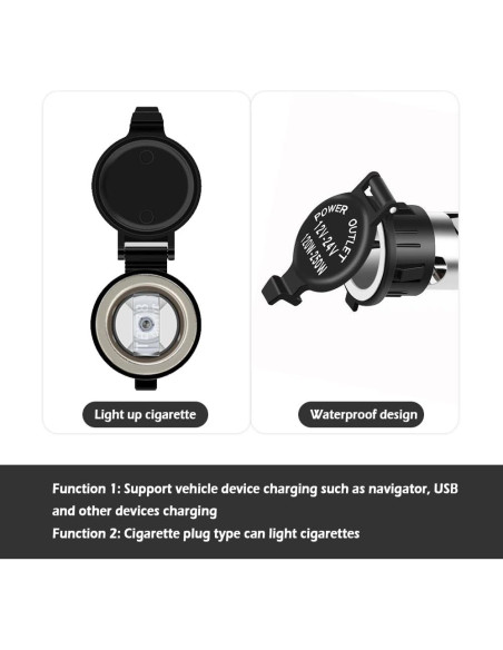 Toma de Encendedor de Cigarrillos IHOTDER 12V con Cubierta Impermeable