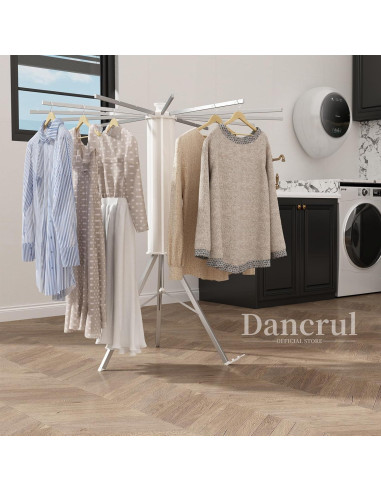 Secador de Ropa Plegable Dancrul, 12 Varillas, 20.41 kg
