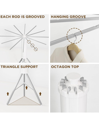 Secador de Ropa Plegable Dancrul, 12 Varillas, 20.41 kg