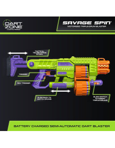 DART ZONE Savage Spin Blaster Motorizado 45 Dardos 24.38m 2
