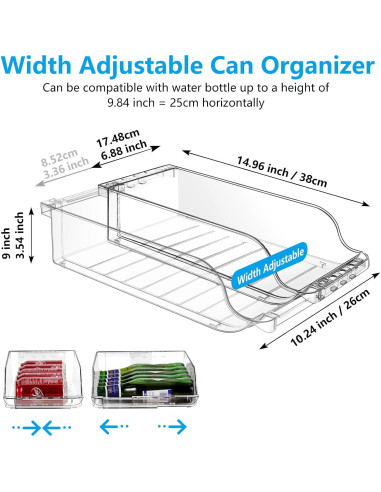 Organizador de Latas Ajustable para Refrigerador - 20 Latas - 315ml/355ml