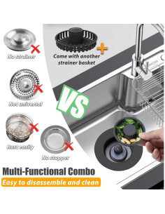 Colador de desagüe de fregadero Anlige 3 en 1 negro 2