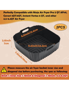 Forros de Silicona para Freidora de Aire BYKITCHEN 8.5" Cuadrados 2