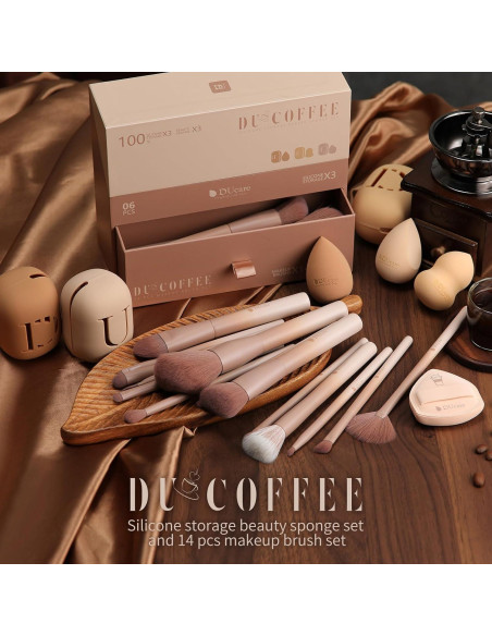 Set de Pinceles de Maquillaje DUcare 14 Piezas con Esponjas Set de Pinceles de Maquillaje DUcare 14 Piezas con Esponjas
