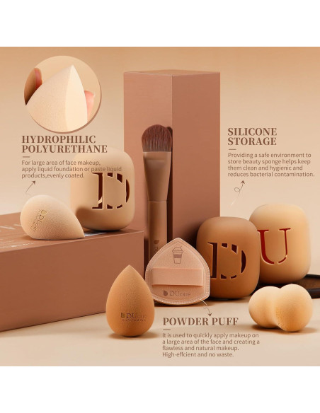 Set de Pinceles de Maquillaje DUcare 14 Piezas con Esponjas Set de Pinceles de Maquillaje DUcare 14 Piezas con Esponjas