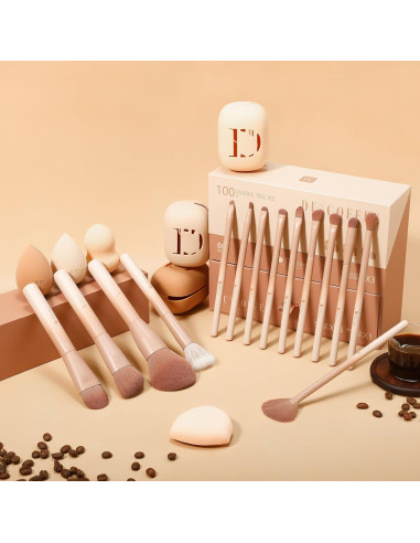 Set de Pinceles de Maquillaje DUcare 14 Piezas con Esponjas