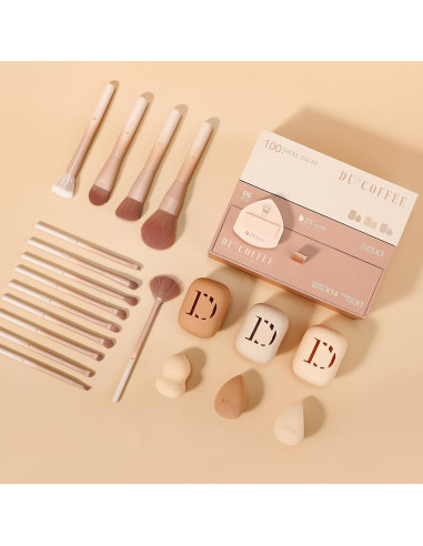 Set de Pinceles de Maquillaje DUcare 14 Piezas con Esponjas