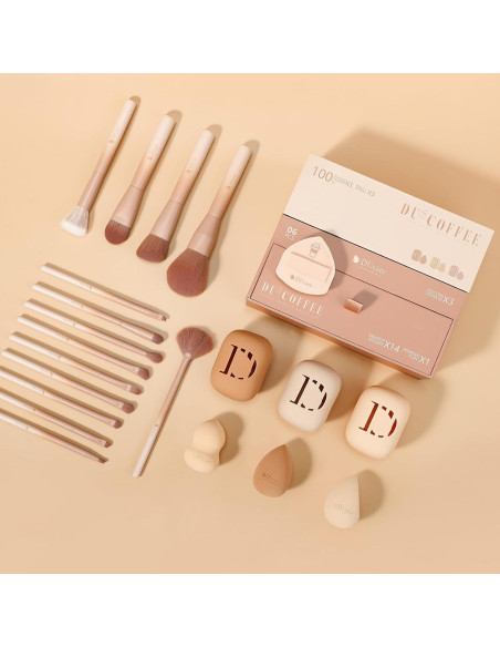 Set de Pinceles de Maquillaje DUcare 14 Piezas con Esponjas Set de Pinceles de Maquillaje DUcare 14 Piezas con Esponjas