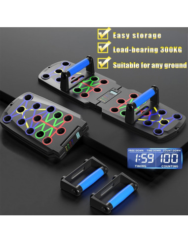 Soporte para Flexiones FumyFumy con Contador y Mangos Antideslizantes