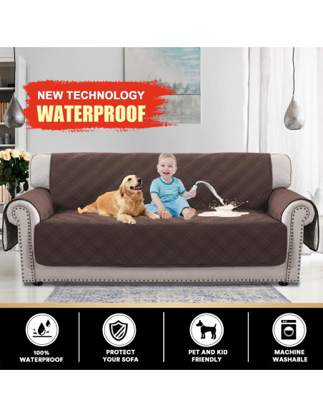 Cubierta de Sofá XL Impermeable PrinceDeco Marrón Antideslizante
