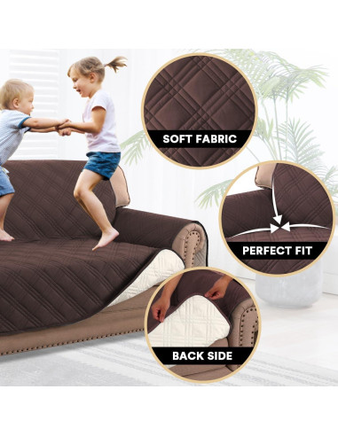 Cubierta de Sofá XL Impermeable PrinceDeco Marrón Antideslizante