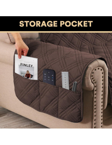 Cubierta de Sofá XL Impermeable PrinceDeco Marrón Antideslizante