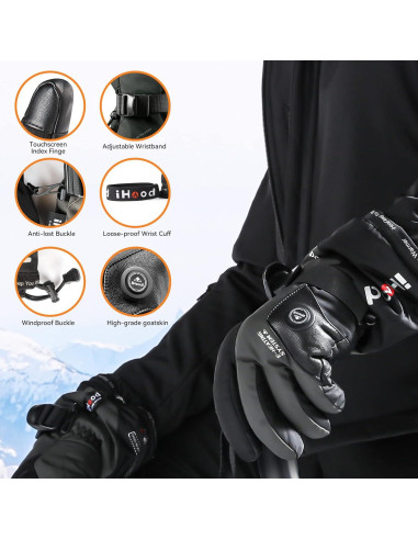 Guantes Calentados iHood para Hombre y Mujer, Impermeables, Táctiles