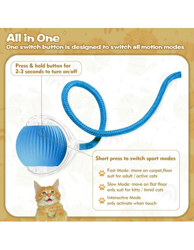 Pelota Interactiva para Gatos Eiruseed Azul - Juguete Automático
