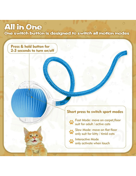 Pelota Interactiva para Gatos Eiruseed Azul - Juguete Automático