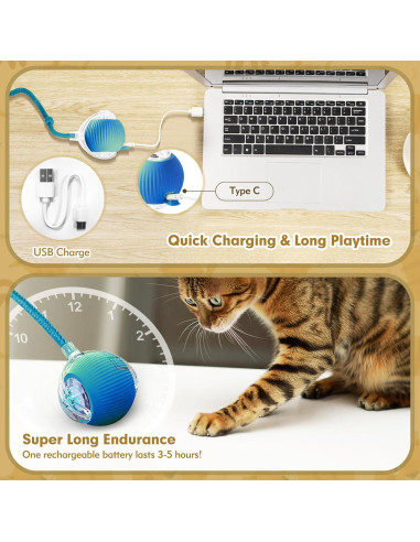 Pelota Interactiva para Gatos Eiruseed Azul - Juguete Automático