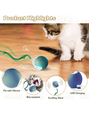 Pelota Interactiva para Gatos Eiruseed Azul - Juguete Automático