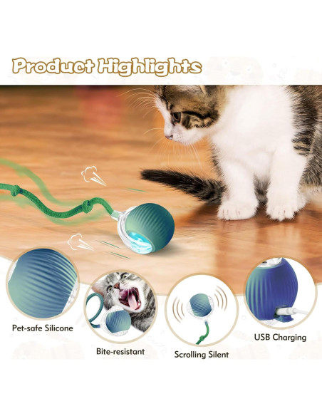 Pelota Interactiva para Gatos Eiruseed Azul - Juguete Automático