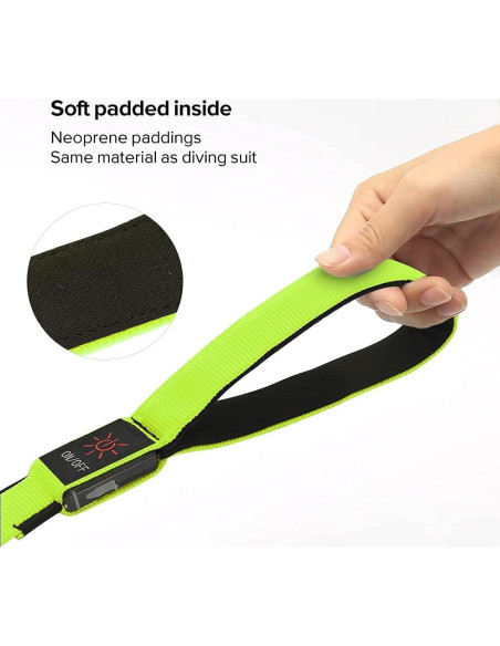 Correa para Perros Bisen LED Recargable 4FT Verde Seguridad Correa para Perros Bisen LED Recargable 4FT Verde Seguridad