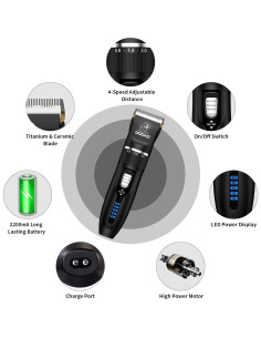 Cortadora de Pelo para Gatos Gooad Inalámbrica 2200mA Silenciosa 2