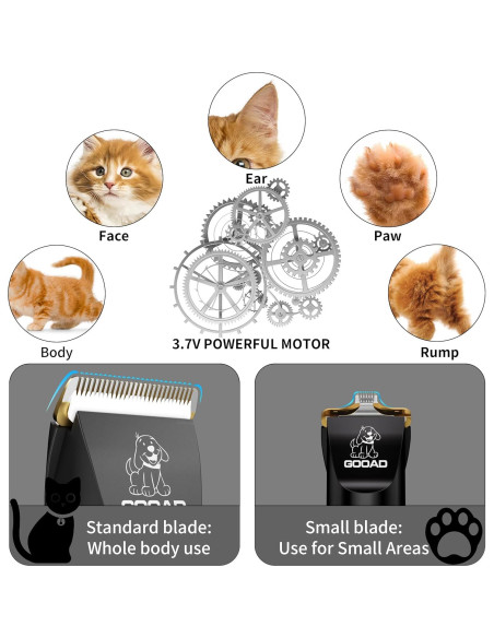 Cortadora de Pelo para Gatos Gooad Inalámbrica 2200mA Silenciosa