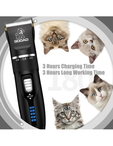 Cortadora de Pelo para Gatos Gooad Inalámbrica 2200mA Silenciosa