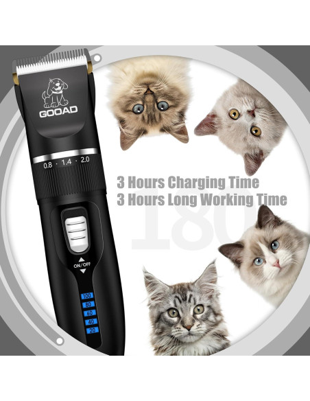 Cortadora de Pelo para Gatos Gooad Inalámbrica 2200mA Silenciosa