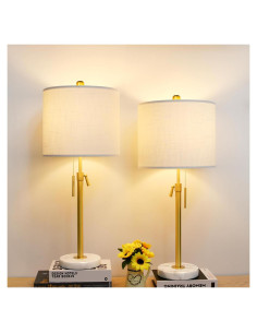 Juego de 2 lámparas de mesa doradas ajustables QINGMIAO 56-76 cm