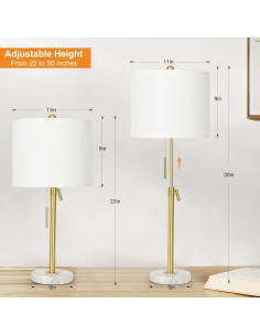 Juego de 2 lámparas de mesa doradas ajustables QINGMIAO 56-76 cm 2