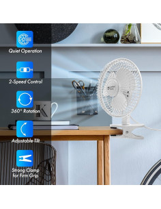 Ventilador de Mesa Clip Zona de Confort 6" Negro 2 Velocidades 2