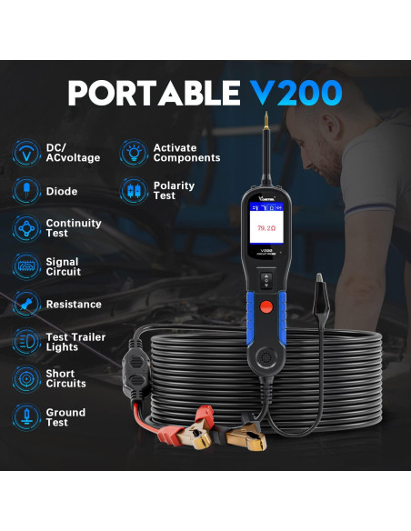 Kit de Prueba de Circuito VDIAGTOOL V200 12V 24V 12.19m