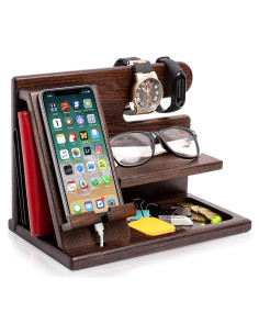 Estación de Acoplamiento de Madera TIMISTARS para Hombres - Organizador Multifuncional