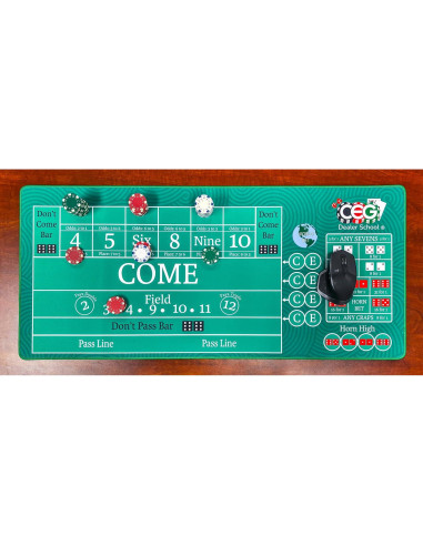 Alfombra de Práctica Craps Casino Quest 89cm x 40cm Verde