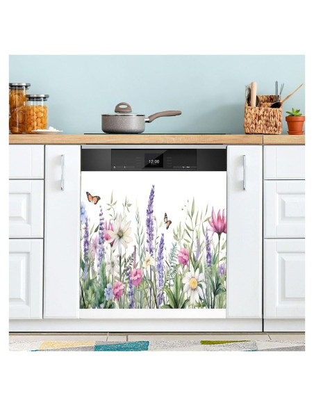 Cubierta Magnética para Lavavajillas Kigai Flores Mariposa 58x66cm