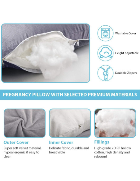 Almohada de Embarazo BATTOP 147 cm Suave y Lavable