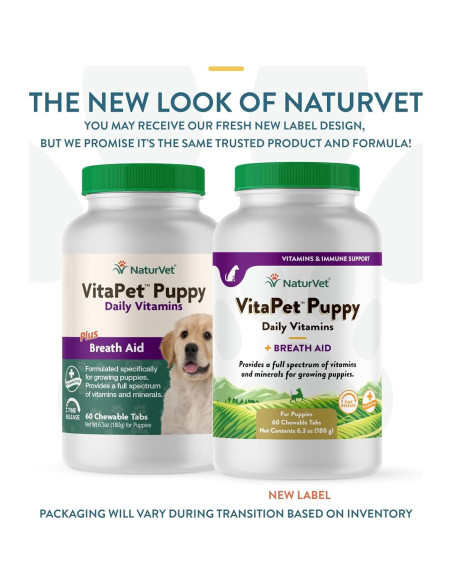 NaturVet Vitaminas Diarias para Cachorros 60 Tabletas Masticables