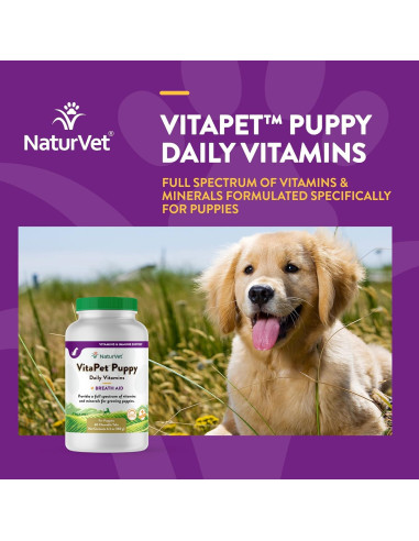 NaturVet Vitaminas Diarias para Cachorros 60 Tabletas Masticables