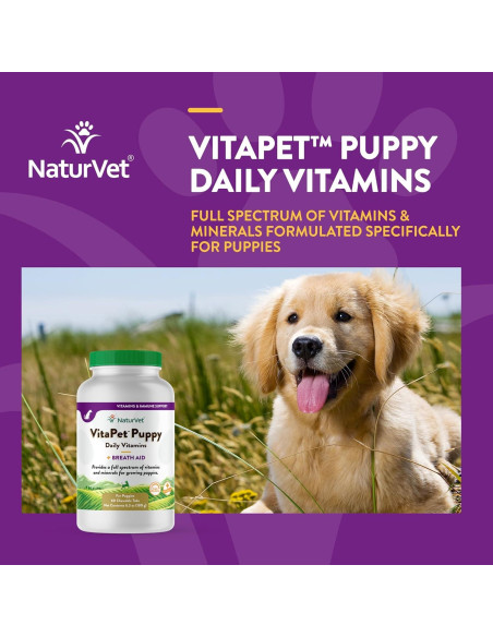 NaturVet Vitaminas Diarias para Cachorros 60 Tabletas Masticables