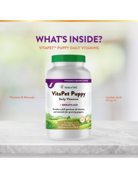 NaturVet Vitaminas Diarias para Cachorros 60 Tabletas Masticables